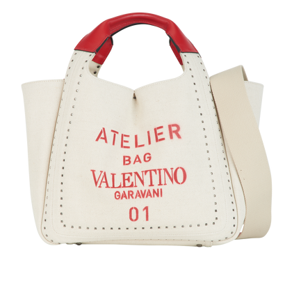 Atelier Bag 01, &pound;395, Handbags, Cream, Canvas/Leather, Front view
